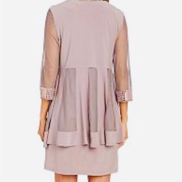 2 Piece Chevron Print Metallic Detail Jacket Dress. - Picture 4 of 6